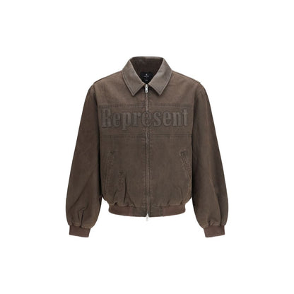 Bomber Jacket by Represent for men in cotton brown features a dramatic silhouette, showcasing a sophisticated and distinctive pockets for a dramatic aesthetic.
