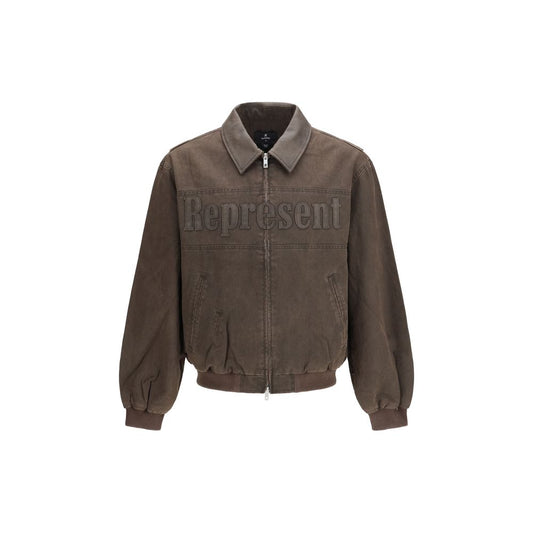 Bomber Jacket by Represent for men in cotton brown features a dramatic silhouette, showcasing a sophisticated and distinctive pockets for a dramatic aesthetic.