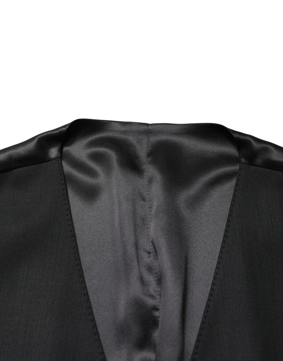 Dolce & Gabbana Men's Single Breasted Flax Nylon Silk & Virgin Wool Vest - Black