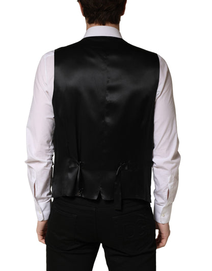 Dolce & Gabbana Men's Single Breasted Flax Nylon Silk & Virgin Wool Vest - Black