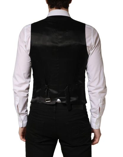 Dolce & Gabbana Men's Single Breasted Wool Silk & Viscose Vest - Black