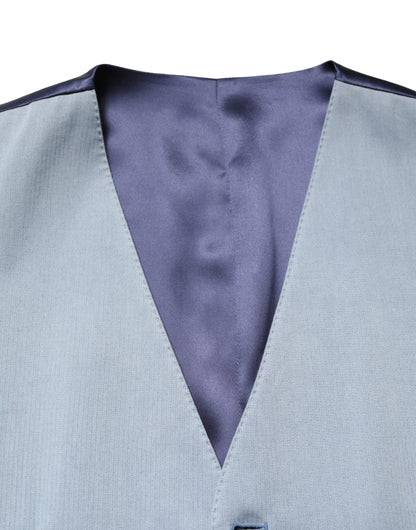Dolce & Gabbana Men's Single Breasted Cotton Silk & Wool Vest - Black Gray