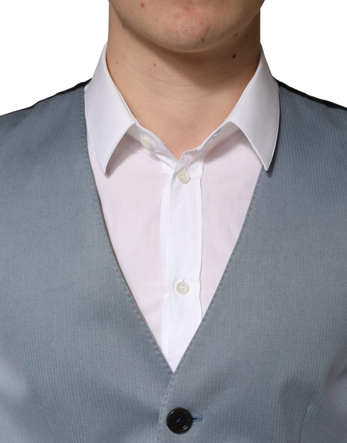 Dolce & Gabbana Men's Single Breasted Cotton Silk & Wool Vest - Black Gray