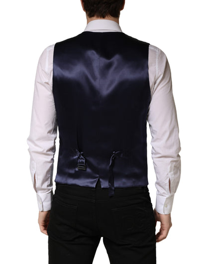 Dolce & Gabbana Men's Single Breasted Cotton Silk & Wool Vest - Black Gray
