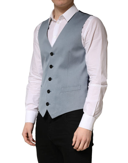 Dolce & Gabbana Men's Single Breasted Cotton Silk & Wool Vest - Black Gray