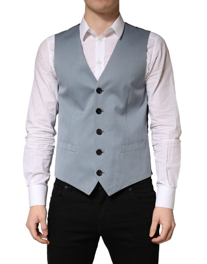 Dolce & Gabbana Men's Single Breasted Cotton Silk & Wool Vest - Black Gray
