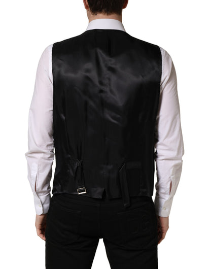 Dolce & Gabbana Men's Single Breasted Virgin Wool Viscose & Cupro Vest - Black