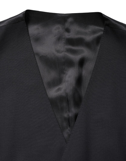 Dolce & Gabbana Black Wool Single Breasted Waistcoat Vest
