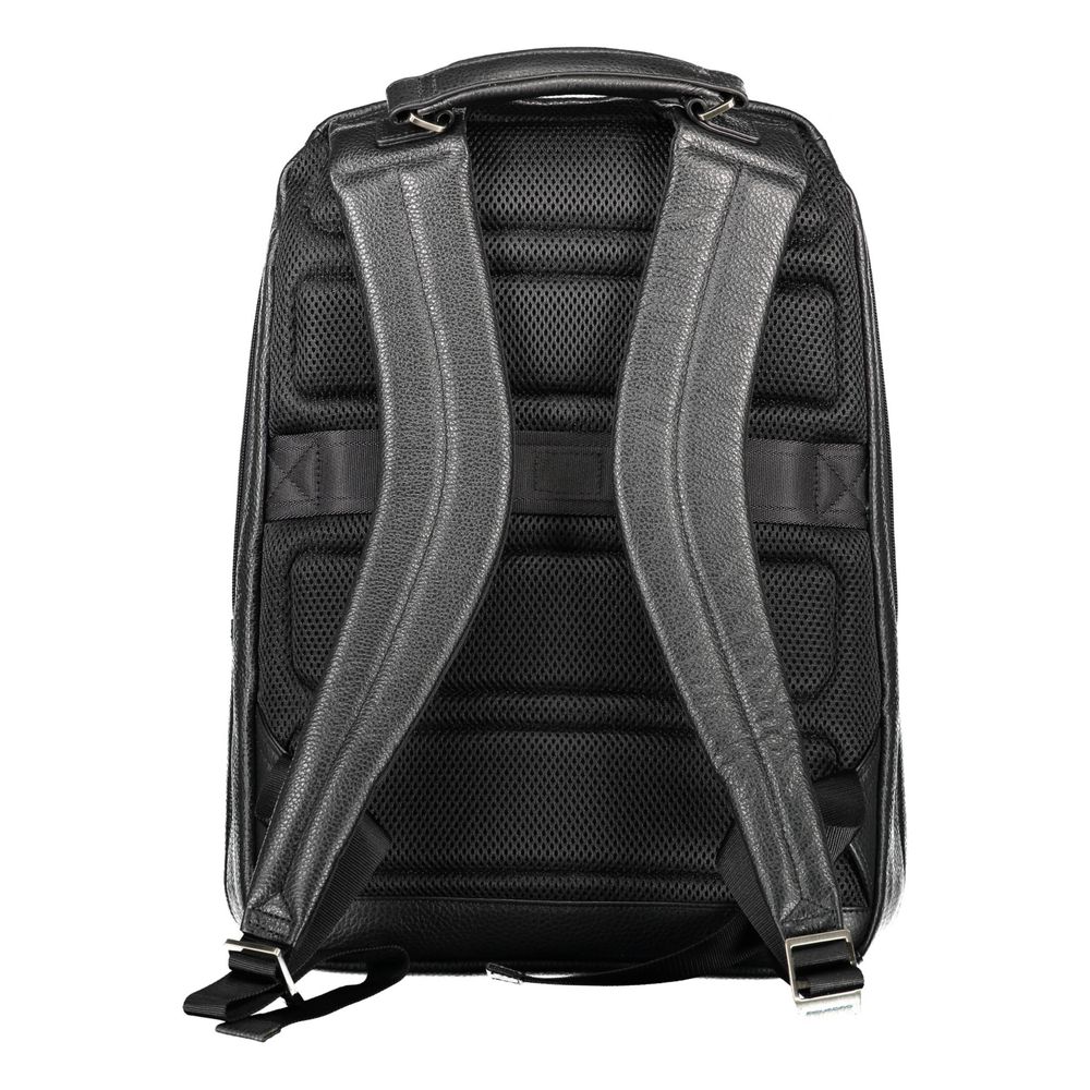 Backpack by Piquadro for men in leather nylon & polyester black features a architectural Leather Nylon & Polyester Backpack design with a secure , ample laptop-compartment, and versatile backpack-strap, adjustable-strap & handle for a architectural finish.