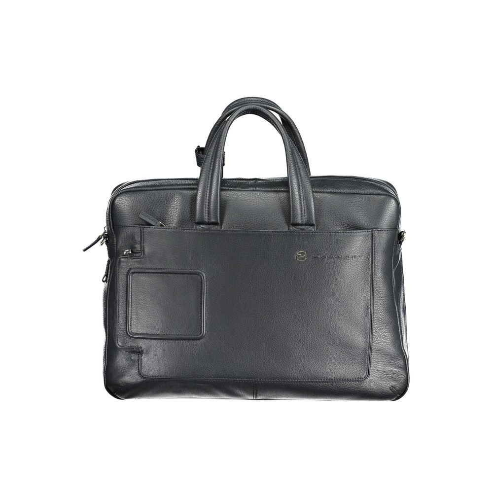 Briefcase Handbag by Piquadro for unisex in leather blue presents a ornamental silhouette, showcasing a secure zipper, ample external-pockets & laptop-compartment, and versatile shoulder-strap, adjustable-strap & handle for a ornamental finish.