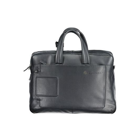 Briefcase Handbag by Piquadro for unisex in leather blue presents a ornamental silhouette, showcasing a secure zipper, ample external-pockets & laptop-compartment, and versatile shoulder-strap, adjustable-strap & handle for a ornamental finish.