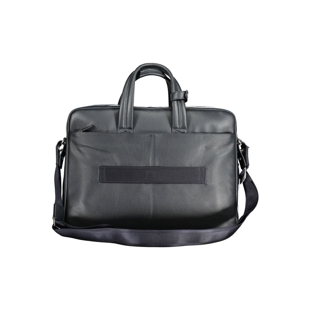 Briefcase Handbag by Piquadro for unisex in leather blue features a ornamental silhouette, showcasing a secure zipper, ample external-pockets & laptop-compartment, and ornamental shoulder-strap, adjustable-strap & handle for a sophisticated look.