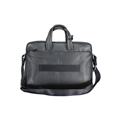 Briefcase Handbag by Piquadro for unisex in leather blue features a ornamental silhouette, showcasing a secure zipper, ample external-pockets & laptop-compartment, and ornamental shoulder-strap, adjustable-strap & handle for a sophisticated look.