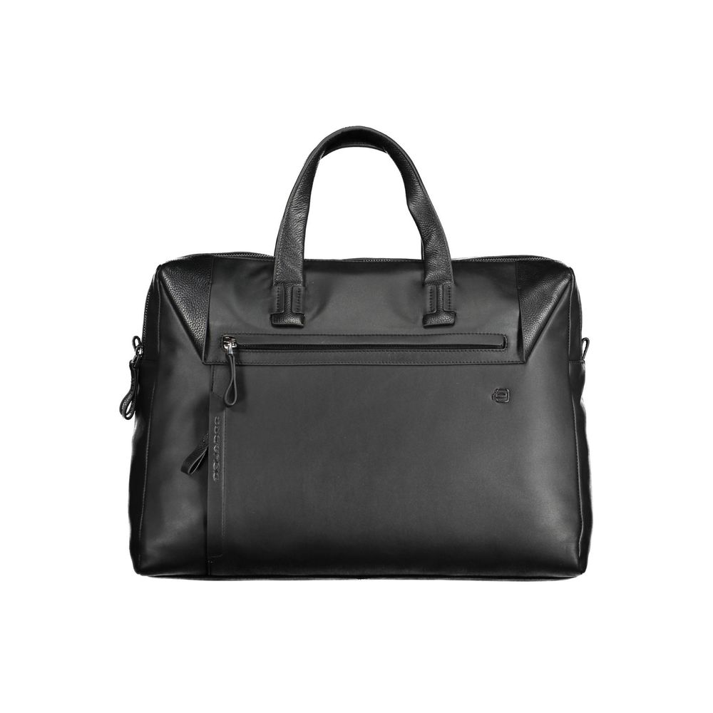 Briefcase Handbag by Piquadro for unisex in leather black features a refined silhouette, showcasing a secure zipper, organized built-in-compartments, external-pockets & internal-pockets, and versatile shoulder-strap, handle, adjustable-strap & detachable-strap for a refined finish.