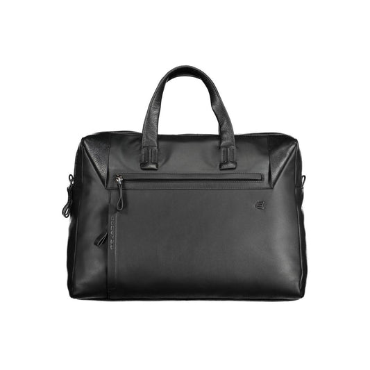 Briefcase Handbag by Piquadro for unisex in leather black features a refined silhouette, showcasing a secure zipper, organized built-in-compartments, external-pockets & internal-pockets, and versatile shoulder-strap, handle, adjustable-strap & detachable-strap for a refined finish.