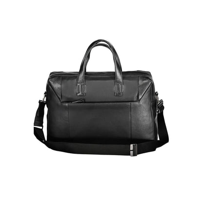 Briefcase Handbag by Piquadro for unisex in leather black features a ornamental silhouette, showcasing a secure zipper, ample built-in-compartments, external-pockets & internal-pockets, and ornamental shoulder-strap, handle, adjustable-strap & detachable-strap for a sophisticated look.
