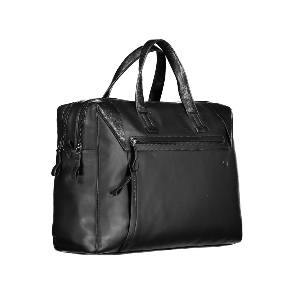 Briefcase Handbag by Piquadro for unisex in leather black features a signature silhouette, showcasing a secure zipper and signature built-in-compartments, external-pockets & internal-pockets with versatile shoulder-strap, handle, adjustable-strap & detachable-strap for a sophisticated look.