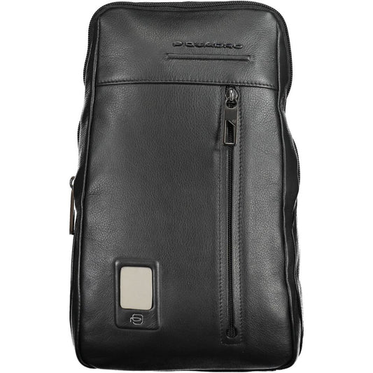 Shoulder Bag by Piquadro for men in leather black features a effortless sophistication silhouette, secured by a zipper with ample external-pockets, internal-pockets & laptop-compartment and versatile shoulder-strap for a effortless sophistication finish.