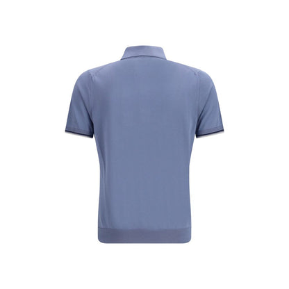 Polo Shirt by MooRER for men in cotton blue presents a distinguished silhouette, showcasing a sophisticated and distinguished for a truly distinguished finish.