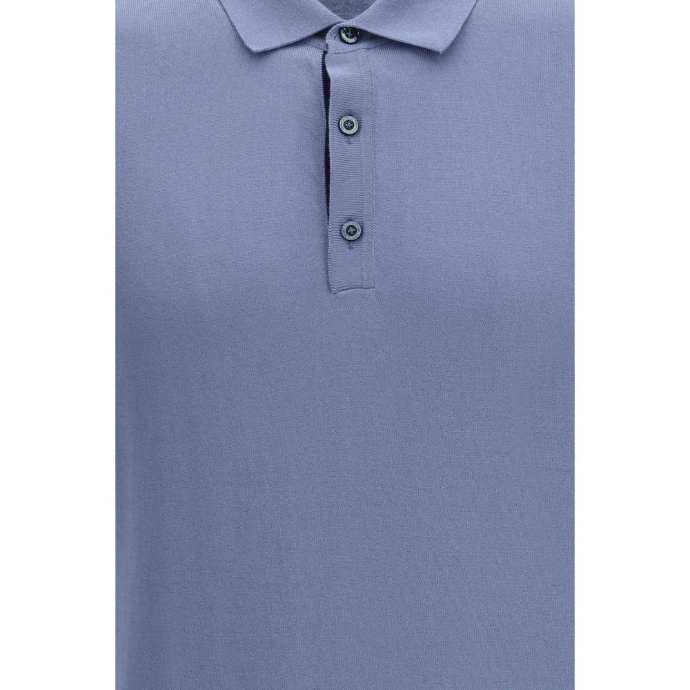 Polo Shirt by MooRER for men in cotton blue features a eye catching silhouette, showcasing a refined and for a eye catching finish.