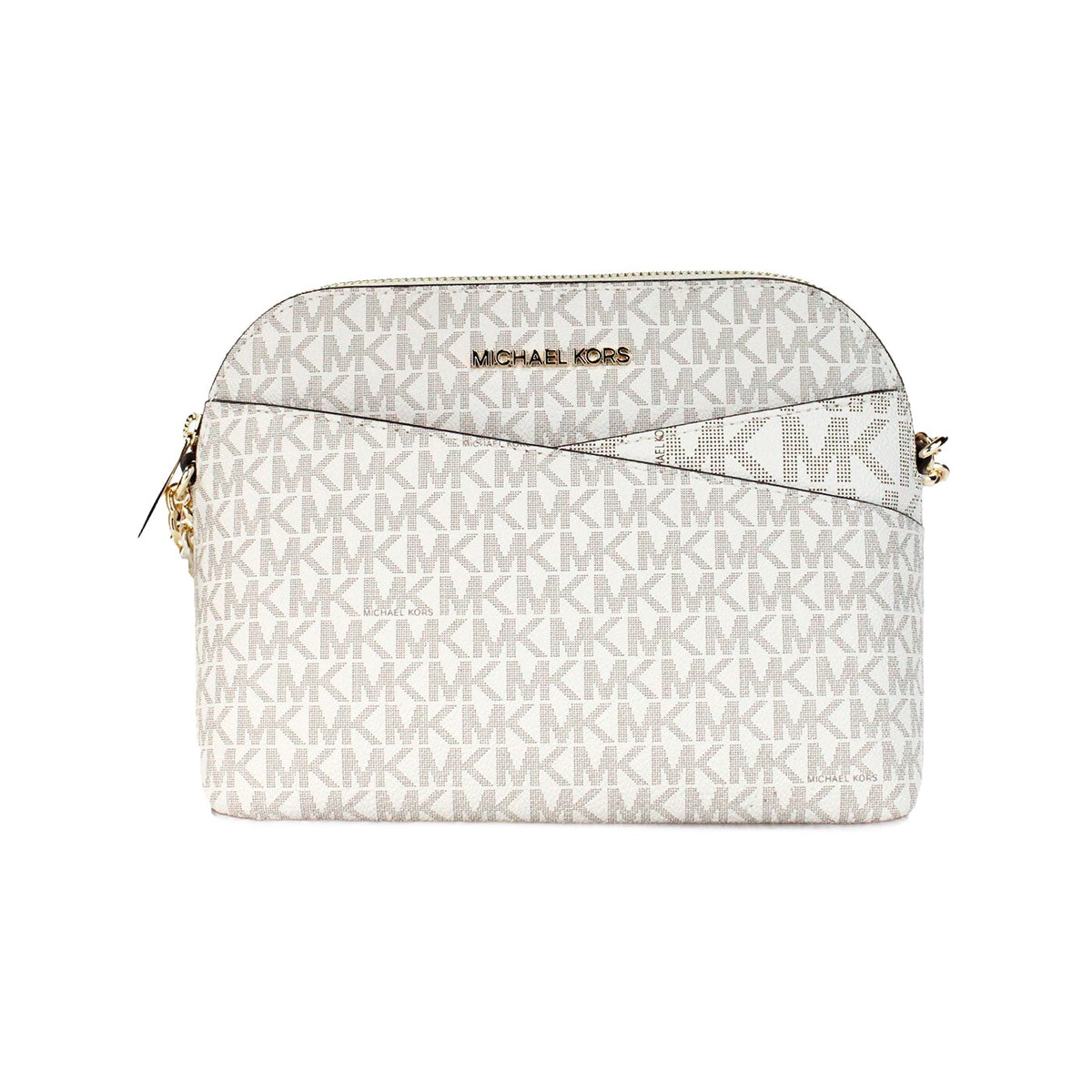Michael Kors Jet Set Travel PVC Leather & Canvas Crossbody Handbag - Gold Patterned Signature