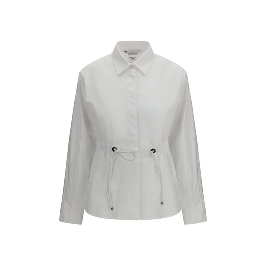 Dress Shirt by Max Mara for women in cotton white showcases a sleek silhouette, elegantly detailed with a sleek and long-sleeve for a sleek finish.