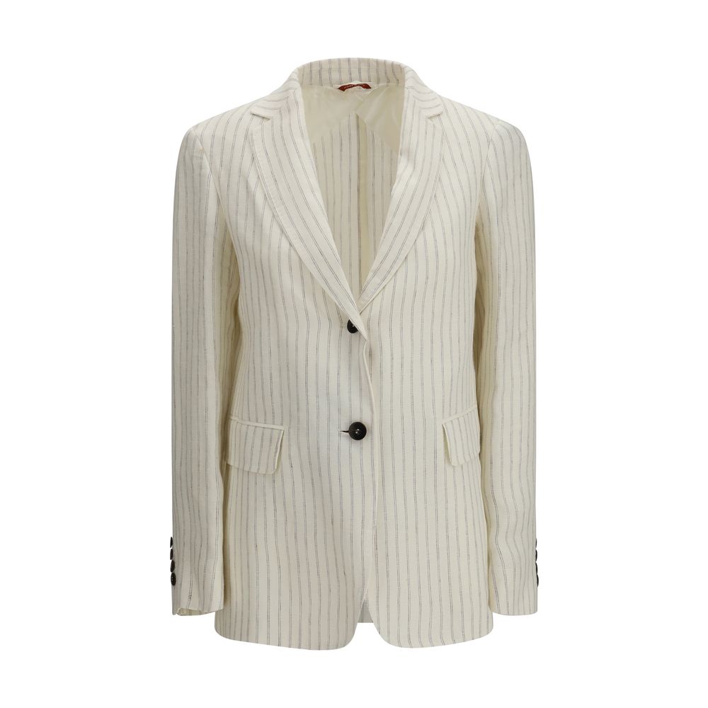 This Blazer by Max Mara for women in linen polyester beige presents a tailored silhouette, meticulously tailored with a tailored lapel notch-lapel neckline and distinctive for a tailored finish.