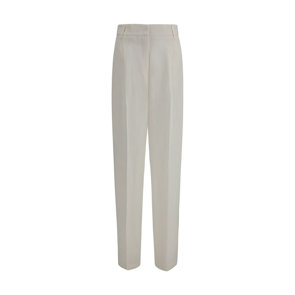 Casual Pants by Max Mara for women in linen natural & white features a refined silhouette with a refined regular-fit, defined by a and a refined long for a refined finish.