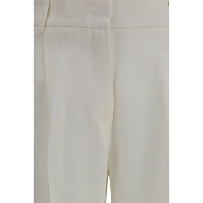 Casual Pants by Max Mara for women in linen natural & white features an sartorial regular-fit and long with a cut for a sartorial finish.