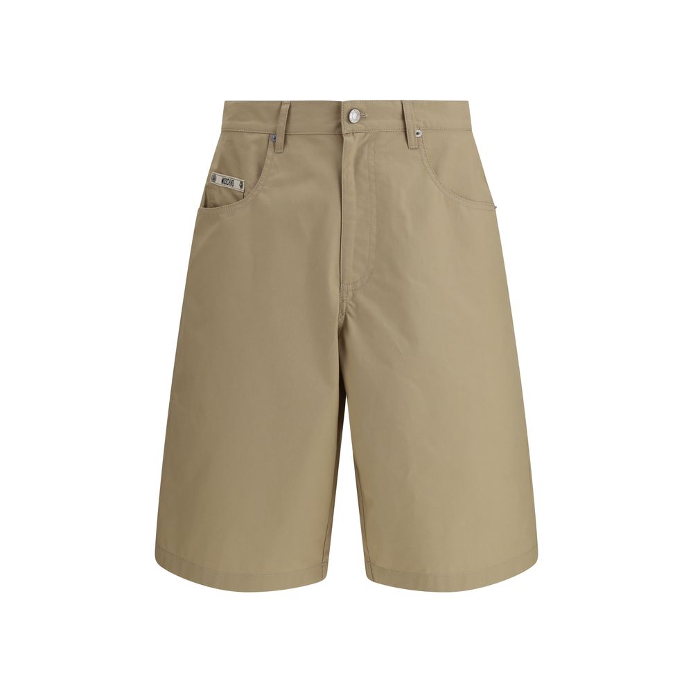 Cargo Shorts by Moschino for men in cotton beige features an contemporary silhouette, showcasing a contemporary oversized and long short with a for a premium, utilitarian-inspired look.