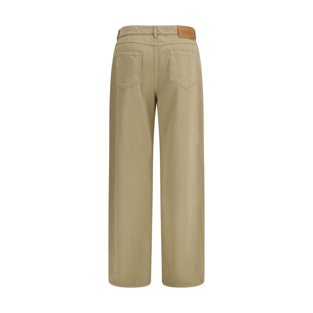 Casual Pants by Max Mara for women in cotton satin & leather beige presents a refined pantology silhouette, artfully defined by a refined pantology regular-fit & wide, long, and a sophisticated .