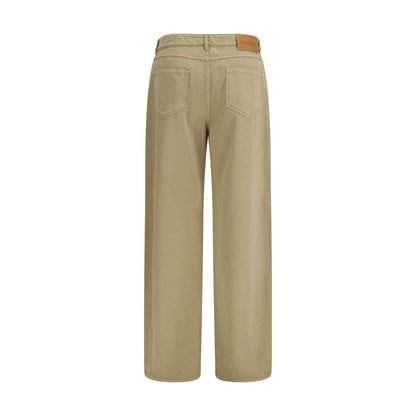 Casual Pants by Max Mara for women in cotton satin & leather beige presents a refined pantology silhouette, artfully defined by a refined pantology regular-fit & wide, long, and a sophisticated .