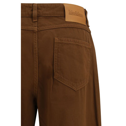 Casual Pants by Max Mara for women in cotton satin & leather brown features an sophisticated and regular-fit & wide with a precise long, creating a sophisticated and sophisticated silhouette.