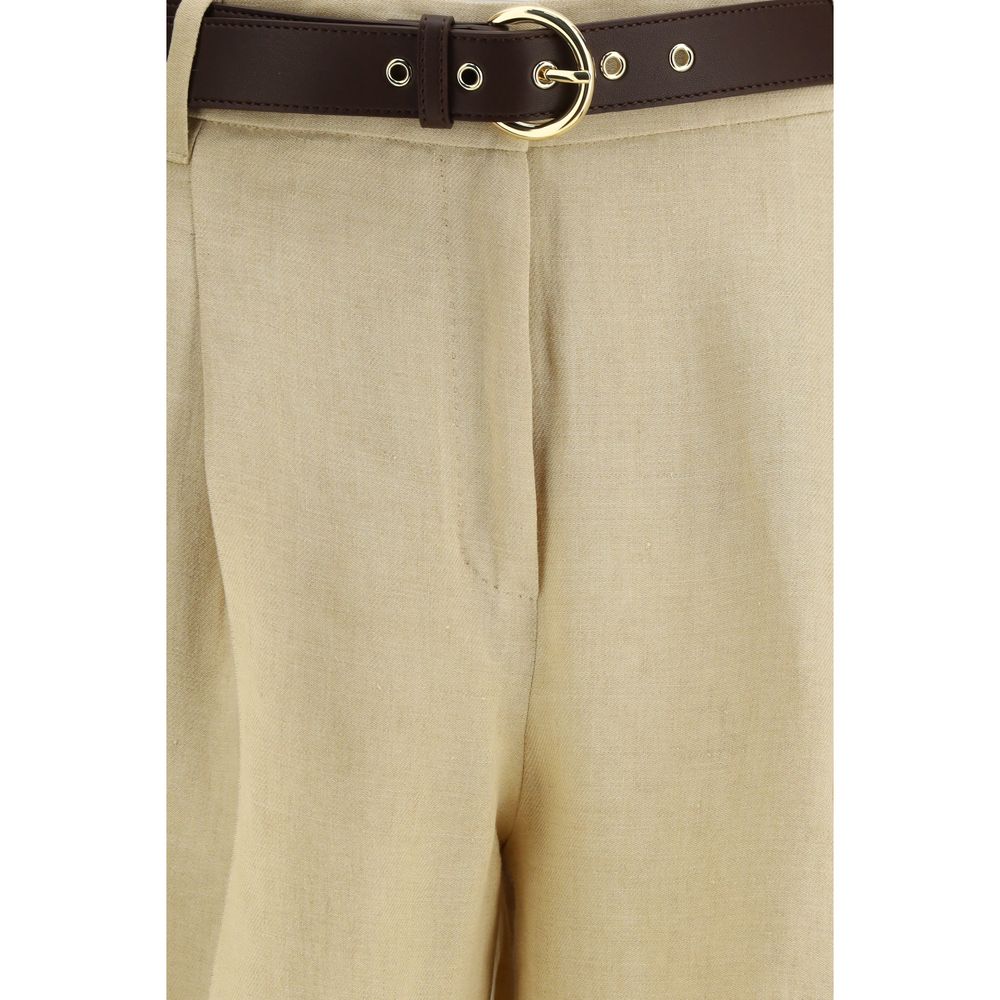 Casual Pants by Max Mara for women in linen beige & natural features an sartorial regular-fit and long with a cut for a sartorial finish.