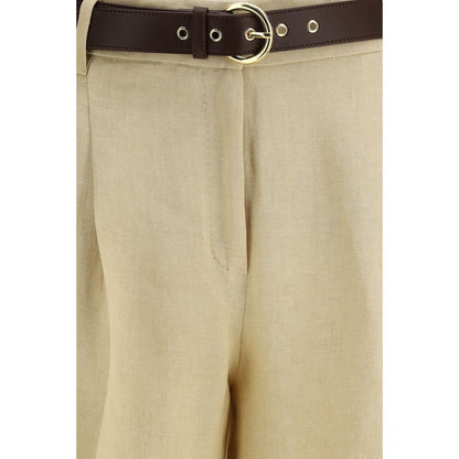 Casual Pants by Max Mara for women in linen beige & natural features an sartorial regular-fit and long with a cut for a sartorial finish.