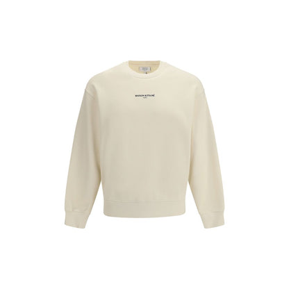 Maison Kitsuné Men's Relaxed Fit Regular Crew Neck Cotton Sweatshirt - Beige Signature