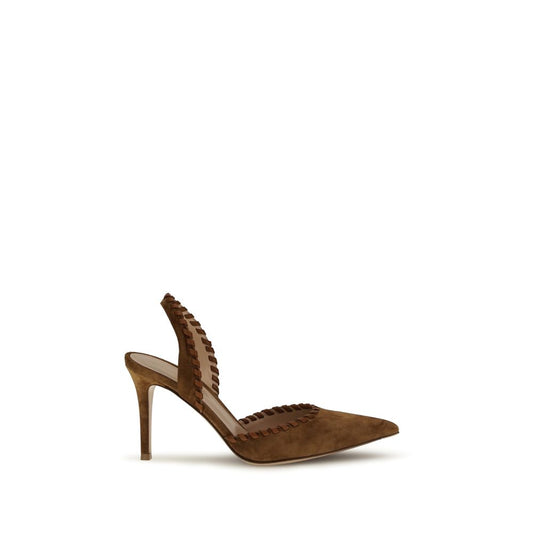 Stiletto Slingback Pumps Heels by Gianvito Rossi for women in bos taurus calf suede leather and brown showcases a effortlessly elegant silhouette as Women's Bos Taurus Calf Suede Leather Stiletto Slingback Pumps Heels, featuring a effortlessly elegant stiletto and a effortlessly elegant almond toe style for an elegant look.
