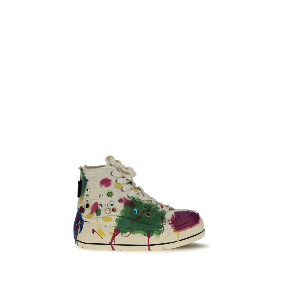 Sneakers by R13 for women in polyurethane cotton multicolor features a chic design, perfectly showcasing the chic high-top style of this 9 To 5 Women's High Top Polyurethane Cotton Sneakers.