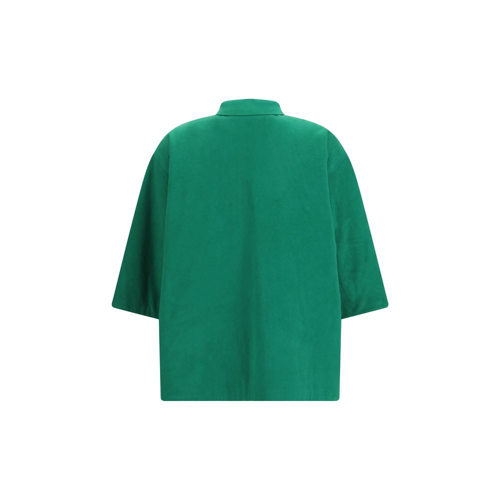 Jacket by Prada for women in polyethylene cotton bicolour & signature presents a impeccable silhouette, showcasing distinct pockets and a impeccable point-collar neckline for a sophisticated finish.