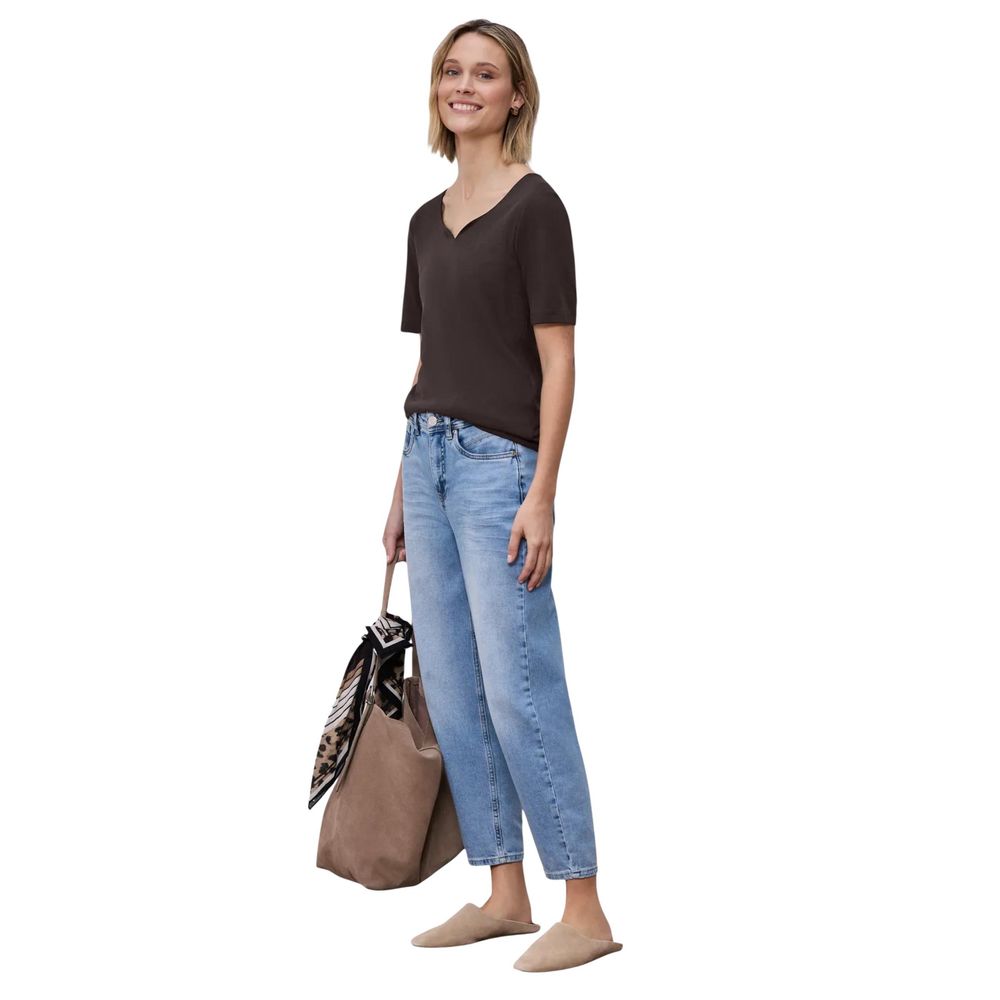 Street One Women's Short-Sleeve; Long-Sleeve Modal & Cotton T-Shirt - Brown