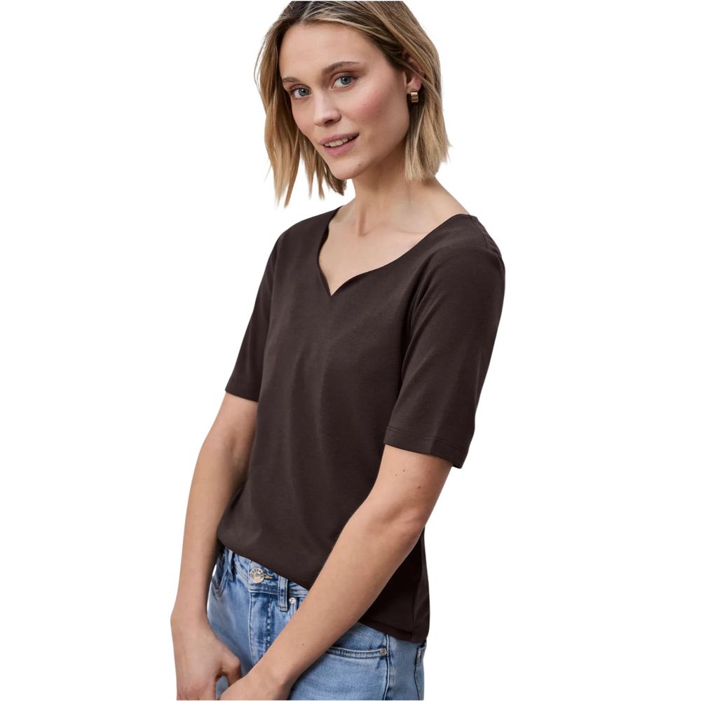 Street One Women's Short-Sleeve; Long-Sleeve Modal & Cotton T-Shirt - Brown