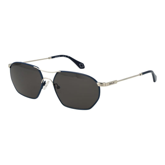 Sunglasses by Replay for men in metal silver showcases a ethereal silhouette, featuring silver coloured frame full-rim frame design with non-polarized category-3-dark-tint lens for a ethereal finish.