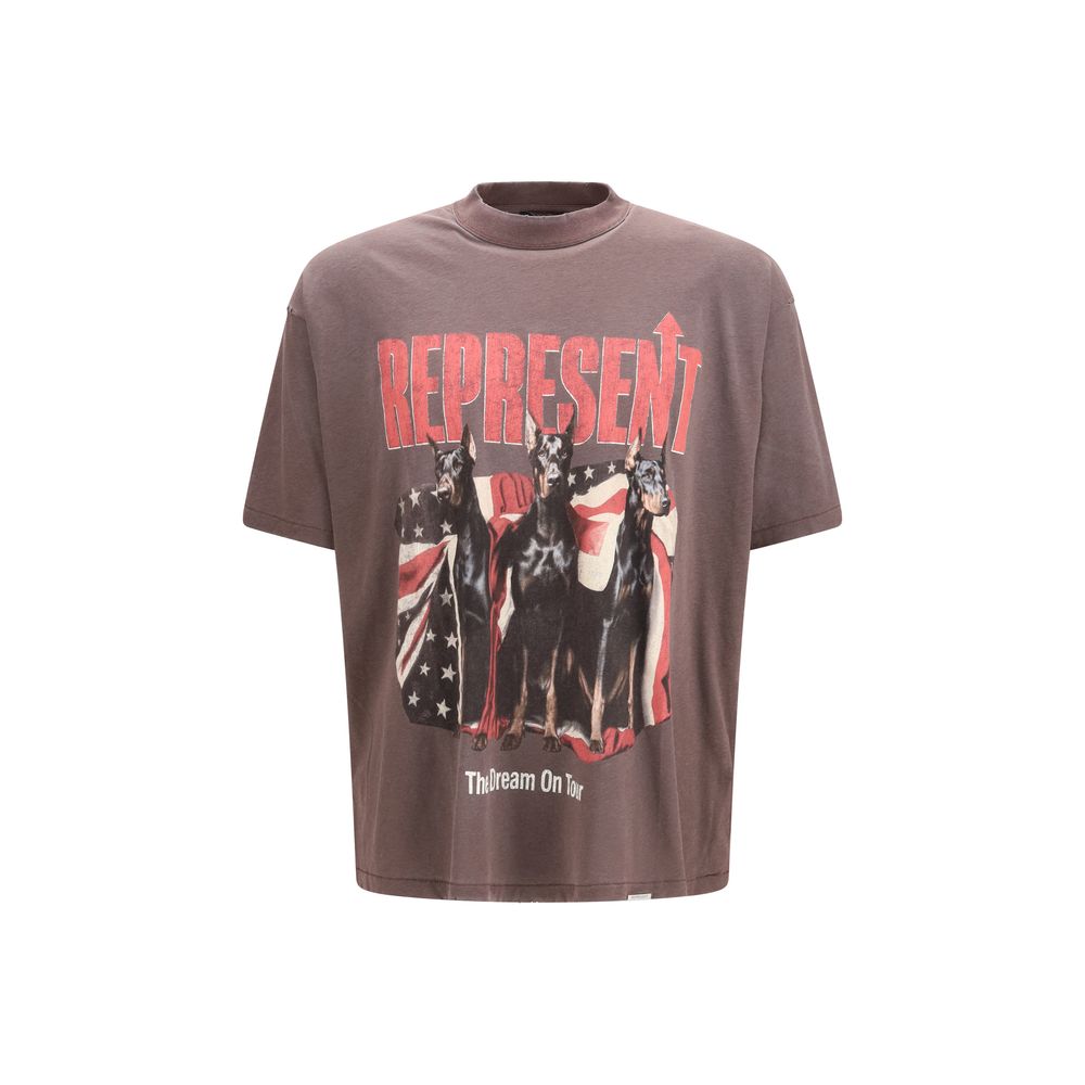 T-Shirt by Represent for men in cotton black showcases a fashionable silhouette, elegantly detailed with a fashionable short-sleeve and crew neckline for a sophisticated, high-fashion look.