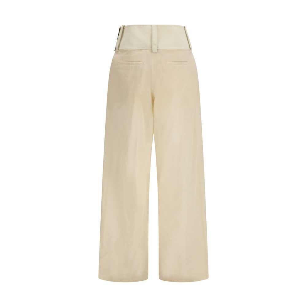 Casual Pants by Max Mara for women in cotton beige presents a refined pantology silhouette, artfully defined by a refined pantology regular-fit & wide, long, and a sophisticated low rise.