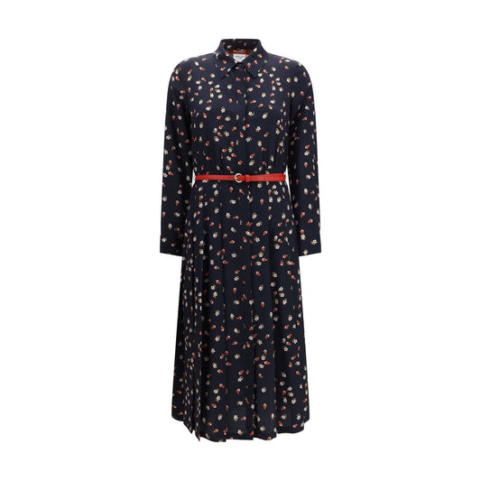 Dress by Max Mara for women in silk blue, patterned, floral & print showcases a striking silhouette, elegantly detailed with a long-sleeve, refined , and a striking long for a striking finish.
