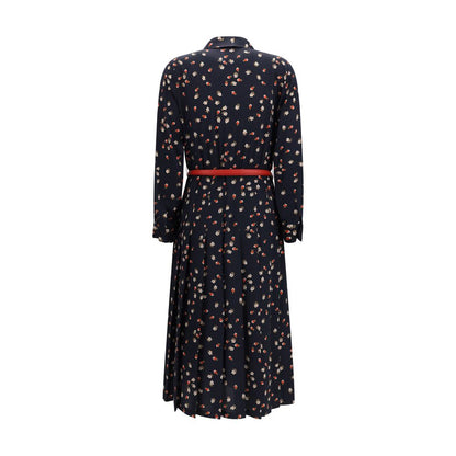 Dress by Max Mara for women in silk blue, patterned, floral & print features an sultry silhouette defined by a and , falling to an sultry long for a sultry look.