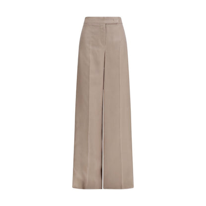 Casual Pants by Max Mara for women in silk beige features an sartorial straight, regular-fit & wide and long with a high rise cut for a sartorial finish.