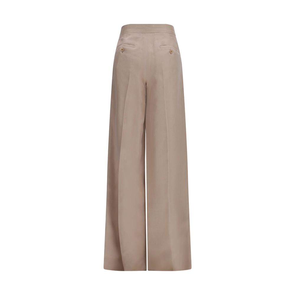 Casual Pants by Max Mara for women in silk beige features a refined silhouette with a refined straight, regular-fit & wide, defined by a high rise and a refined long for a refined finish.