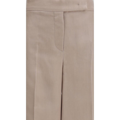 Casual Pants by Max Mara for women in silk beige features an refined tailoring silhouette, showcasing a premium straight, regular-fit & wide with a high rise and long cut for a refined tailoring look.