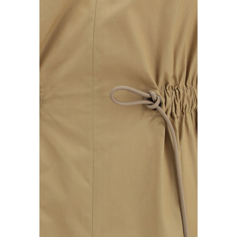 Dress by Max Mara for women in cotton beige features an eye catching silhouette with a sophisticated , elegant , and a refined midi for a eye catching aesthetic.